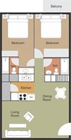 2 Bed 2 Bath